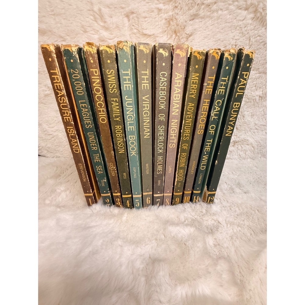 Vintage 1968 Educator Classic Library Hardcover Books Set of 12 Don Irwin Art